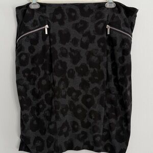 Michael Kors Black Leopard Pencil Skirt